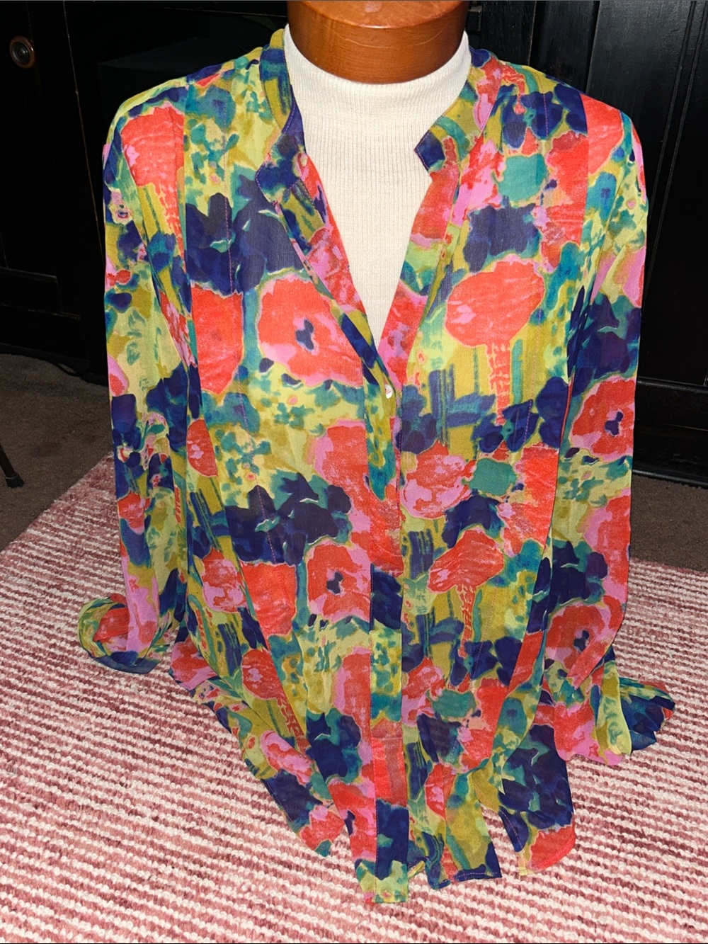 W118 by Walter Baker Floral Button-Up Blouse in Coral, Navy, Green